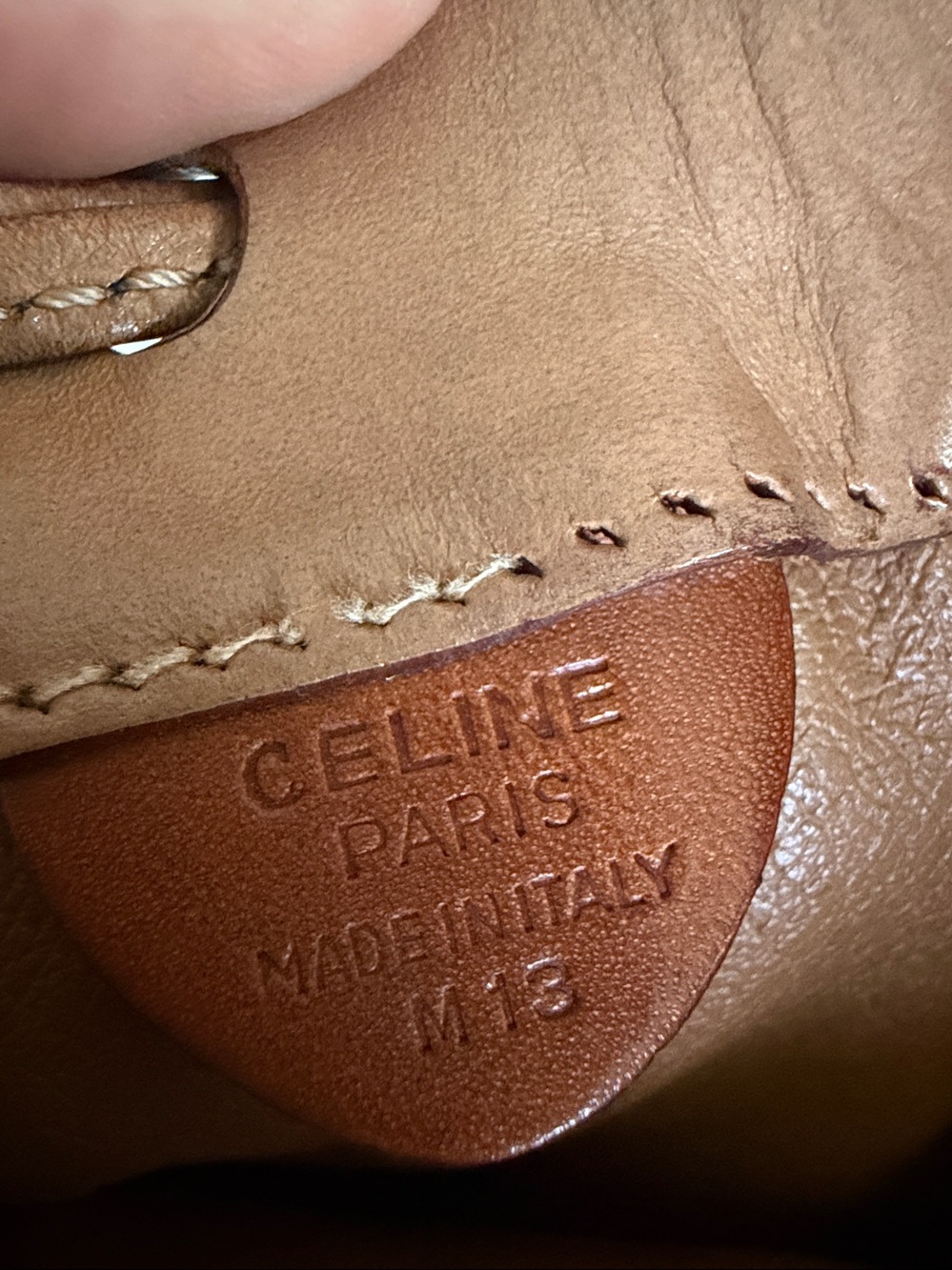 Celine Brown Monogram Bucket Bag with Tan Trim and Matching Pouch - Picture 15 of 16